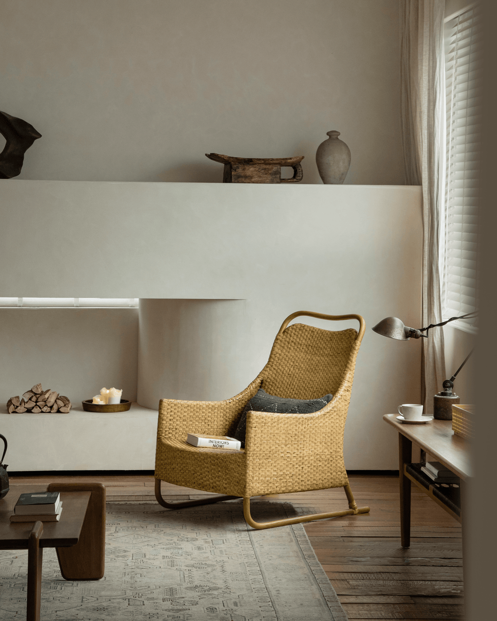 Schlitten-Loungesessel aus Rattan