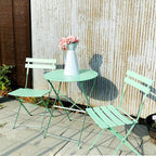 3-teiliges, klappbares Bistro-Set aus Metall, wetterbeständiges Sitzset für drinnen und draußen, für Terrasse, Garten