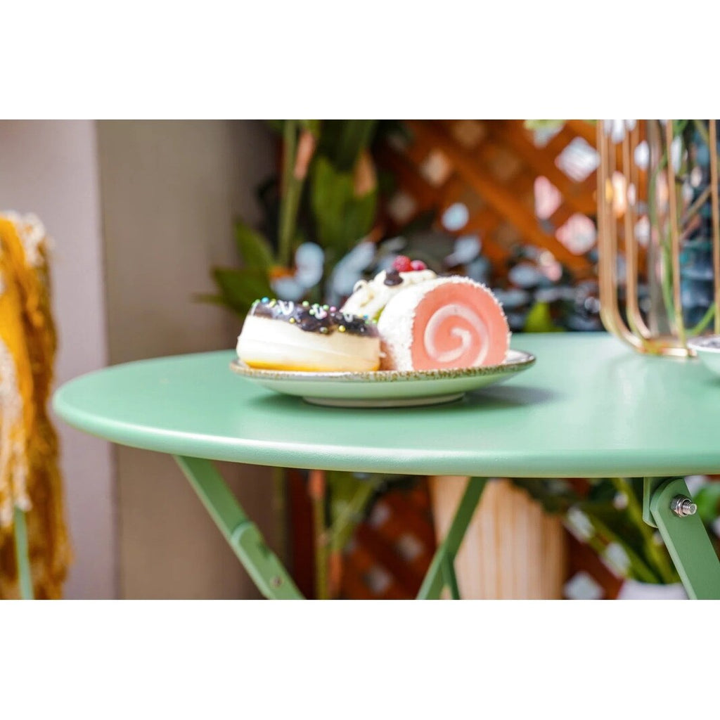 3-teiliges, klappbares Bistro-Set aus Metall, wetterbeständiges Sitzset für drinnen und draußen, für Terrasse, Garten