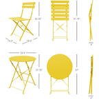 3-teiliges, klappbares Bistro-Set aus Metall, wetterbeständiges Sitzset für drinnen und draußen, für Terrasse, Garten