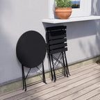 3-teiliges, klappbares Bistro-Set aus Metall, wetterbeständiges Sitzset für drinnen und draußen, für Terrasse, Garten
