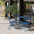 3-teiliges, klappbares Bistro-Set aus Metall, wetterbeständiges Sitzset für drinnen und draußen, für Terrasse, Garten