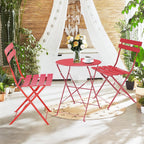 3-teiliges, klappbares Bistro-Set aus Metall, wetterbeständiges Sitzset für drinnen und draußen, für Terrasse, Garten