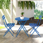 3-teiliges, klappbares Bistro-Set aus Metall, wetterbeständiges Sitzset für drinnen und draußen, für Terrasse, Garten
