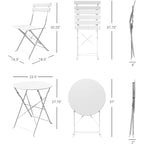 3-teiliges, klappbares Bistro-Set aus Metall, wetterbeständiges Sitzset für drinnen und draußen, für Terrasse, Garten