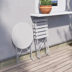 3-teiliges, klappbares Bistro-Set aus Metall, wetterbeständiges Sitzset für drinnen und draußen, für Terrasse, Garten