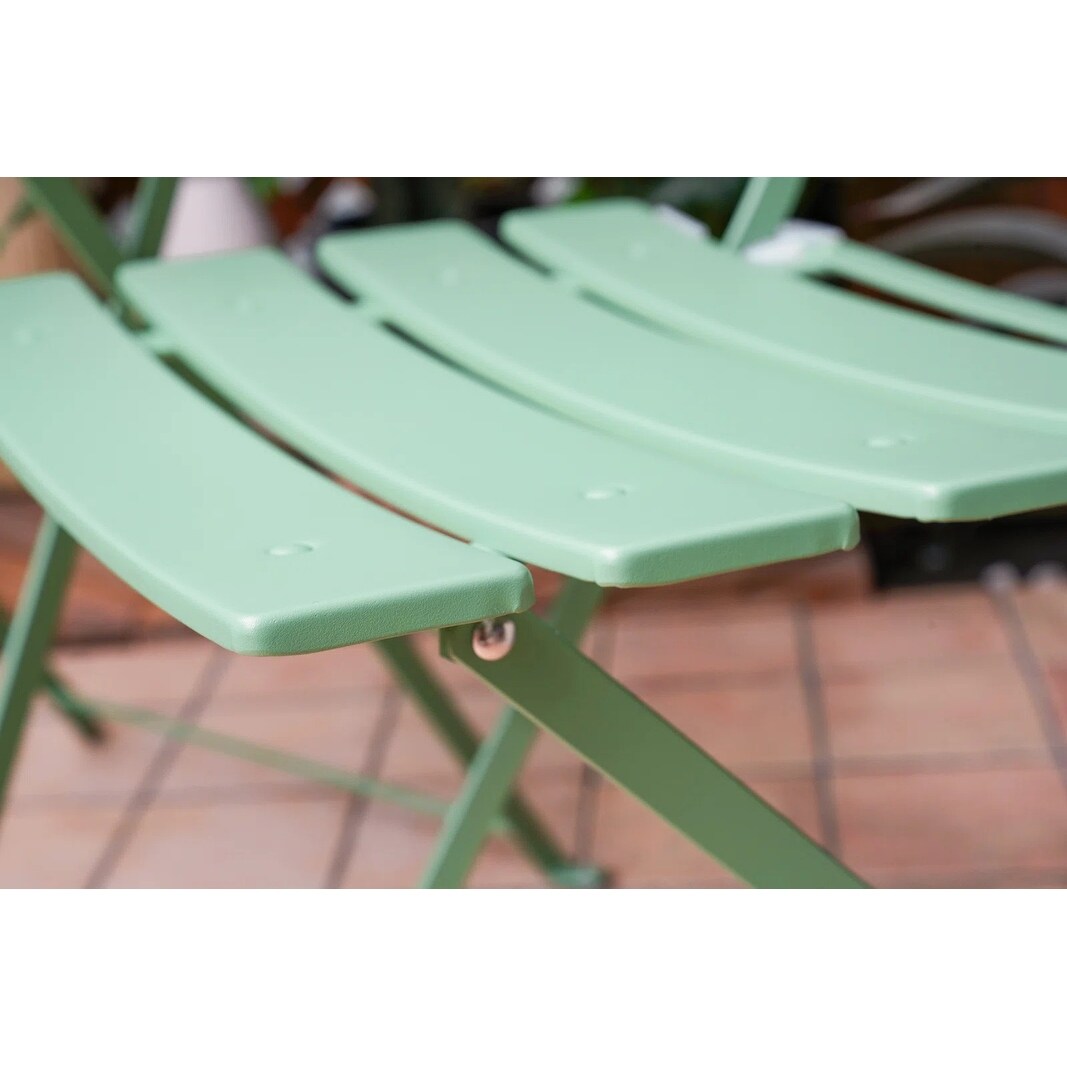 3-teiliges, klappbares Bistro-Set aus Metall, wetterbeständiges Sitzset für drinnen und draußen, für Terrasse, Garten