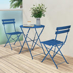 3-teiliges, klappbares Bistro-Set aus Metall, wetterbeständiges Sitzset für drinnen und draußen, für Terrasse, Garten