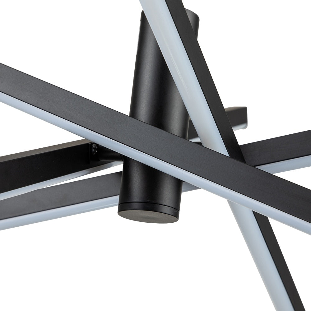 Moderne LED-Kronleuchter-Pendelleuchte aus schwarzem/goldenem Aluminium im linearen Sputnik-Stil für Wohn-/Esszimmer/Küche