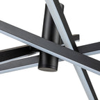 Moderne LED-Kronleuchter-Pendelleuchte aus schwarzem/goldenem Aluminium im linearen Sputnik-Stil für Wohn-/Esszimmer/Küche