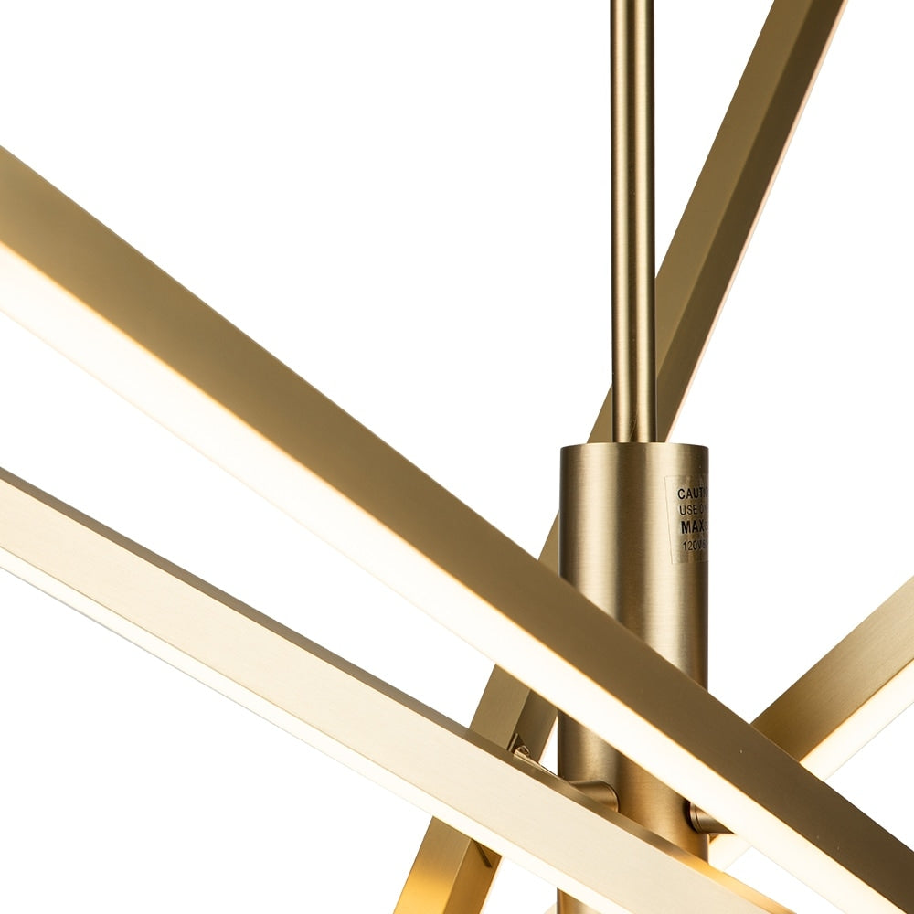 Moderne LED-Kronleuchter-Pendelleuchte aus schwarzem/goldenem Aluminium im linearen Sputnik-Stil für Wohn-/Esszimmer/Küche