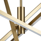 Moderne LED-Kronleuchter-Pendelleuchte aus schwarzem/goldenem Aluminium im linearen Sputnik-Stil für Wohn-/Esszimmer/Küche