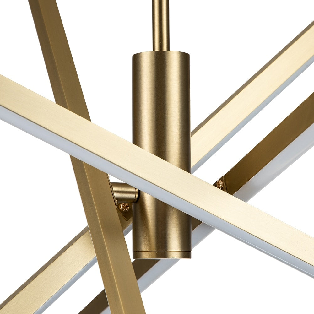 Moderne LED-Kronleuchter-Pendelleuchte aus schwarzem/goldenem Aluminium im linearen Sputnik-Stil für Wohn-/Esszimmer/Küche