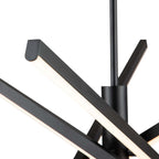 Moderne LED-Kronleuchter-Pendelleuchte aus schwarzem/goldenem Aluminium im linearen Sputnik-Stil für Wohn-/Esszimmer/Küche