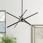 Moderne LED-Kronleuchter-Pendelleuchte aus schwarzem/goldenem Aluminium im linearen Sputnik-Stil für Wohn-/Esszimmer/Küche