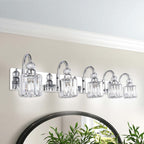 Moderne Spiegelbeleuchtung aus Chrom/Schwarz/Gold mit Kristalloptik für Badezimmer und WC, Wandleuchten, Waschtischleuchten