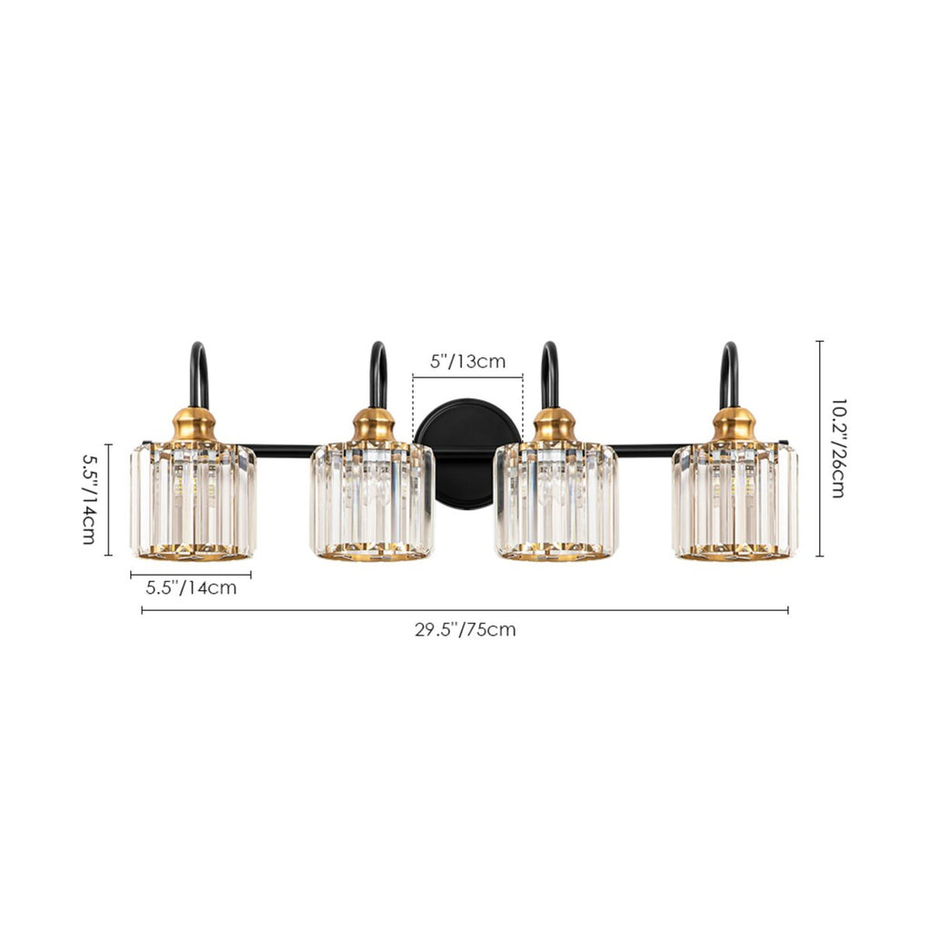 Moderne Spiegelbeleuchtung aus Chrom/Schwarz/Gold mit Kristalloptik für Badezimmer und WC, Wandleuchten, Waschtischleuchten