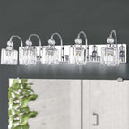 Moderne Spiegelbeleuchtung aus Chrom/Schwarz/Gold mit Kristalloptik für Badezimmer und WC, Wandleuchten, Waschtischleuchten