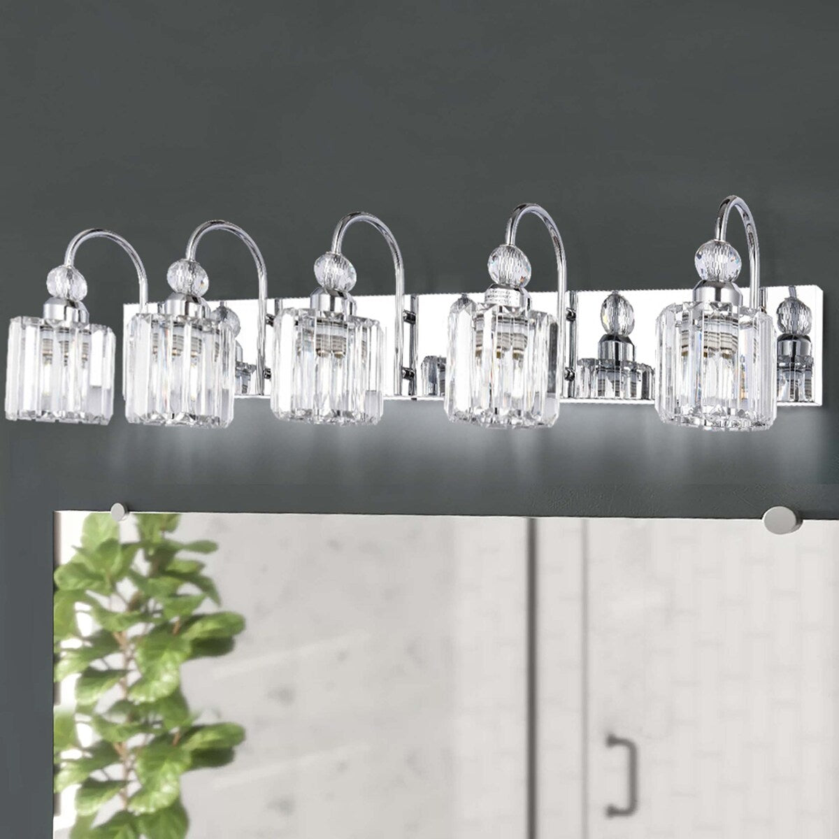 Moderne Spiegelbeleuchtung aus Chrom/Schwarz/Gold mit Kristalloptik für Badezimmer und WC, Wandleuchten, Waschtischleuchten