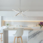 Moderne LED-Kronleuchter-Pendelleuchte aus schwarzem/goldenem Aluminium im linearen Sputnik-Stil für Wohn-/Esszimmer/Küche