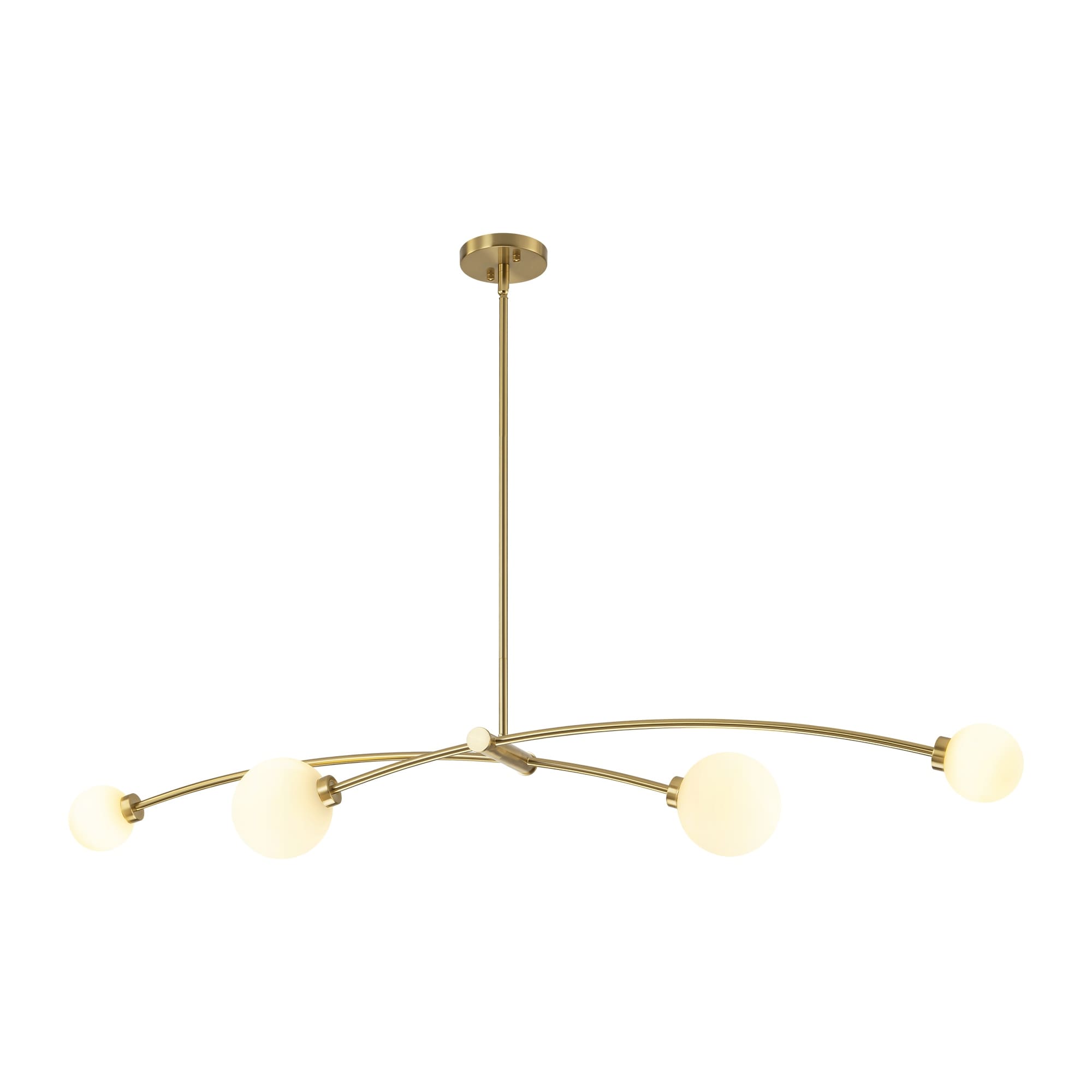 Moderne, vierflammige, goldene Sputnik-Pendelleuchte im schlichten, linearen Design – ideal für Kücheninsel oder Esszimmer – 130 cm B x 28 cm T x 15 cm H