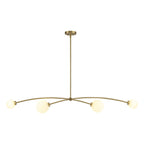 Moderne, vierflammige, goldene Sputnik-Pendelleuchte im schlichten, linearen Design – ideal für Kücheninsel oder Esszimmer – 130 cm B x 28 cm T x 15 cm H
