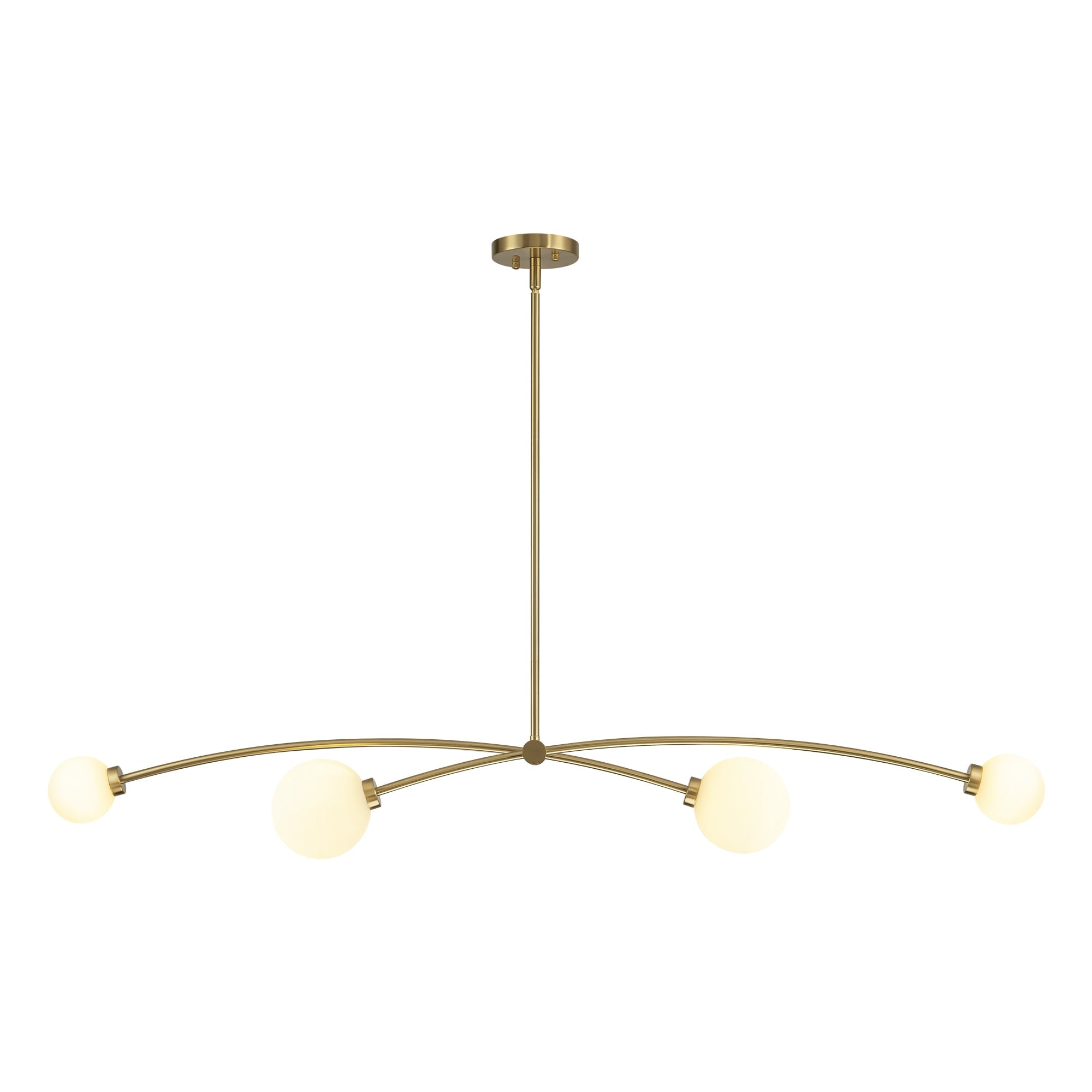 Moderne, vierflammige, goldene Sputnik-Pendelleuchte im schlichten, linearen Design – ideal für Kücheninsel oder Esszimmer – 130 cm B x 28 cm T x 15 cm H