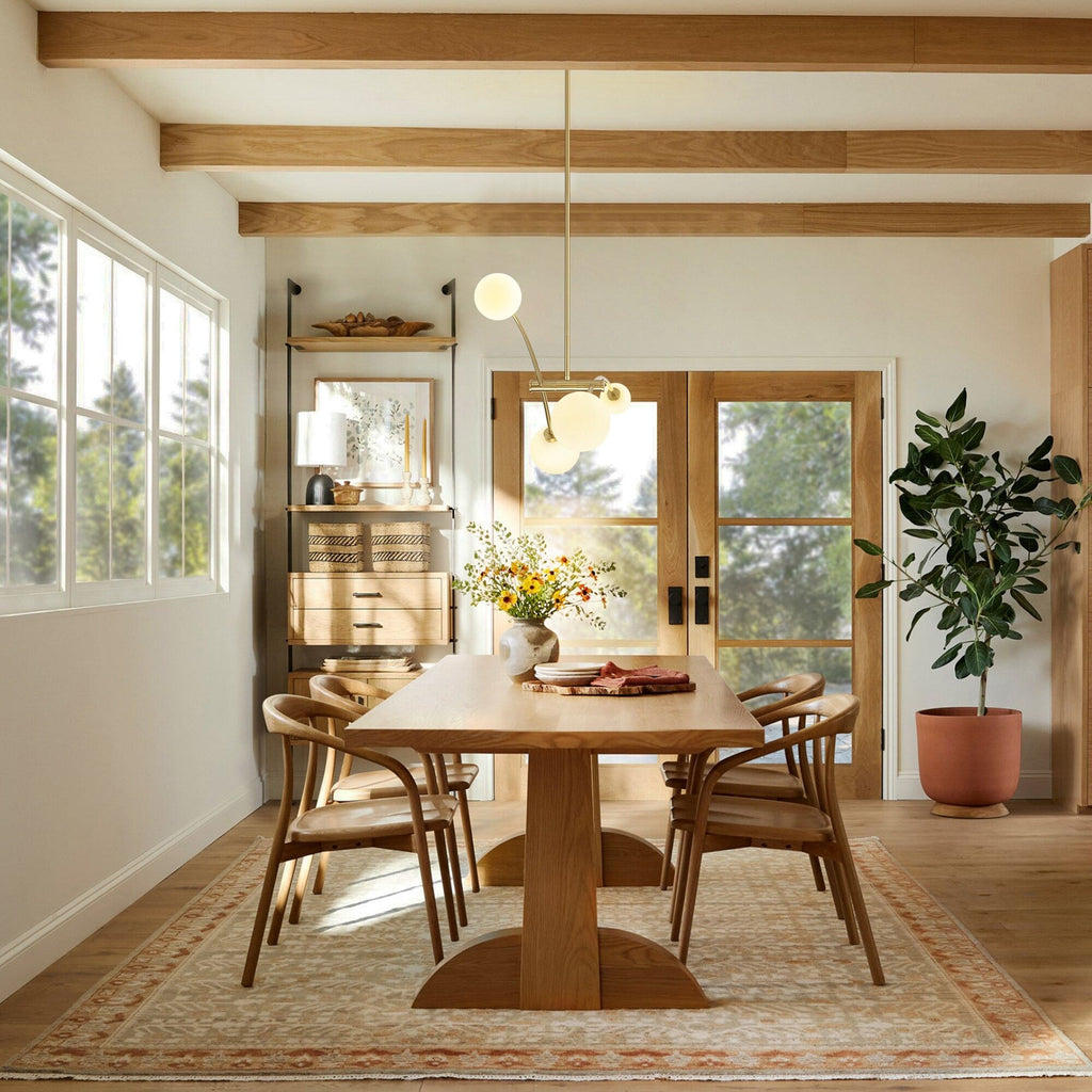 Moderne, vierflammige, goldene Sputnik-Pendelleuchte im schlichten, linearen Design – ideal für Kücheninsel oder Esszimmer – 130 cm B x 28 cm T x 15 cm H