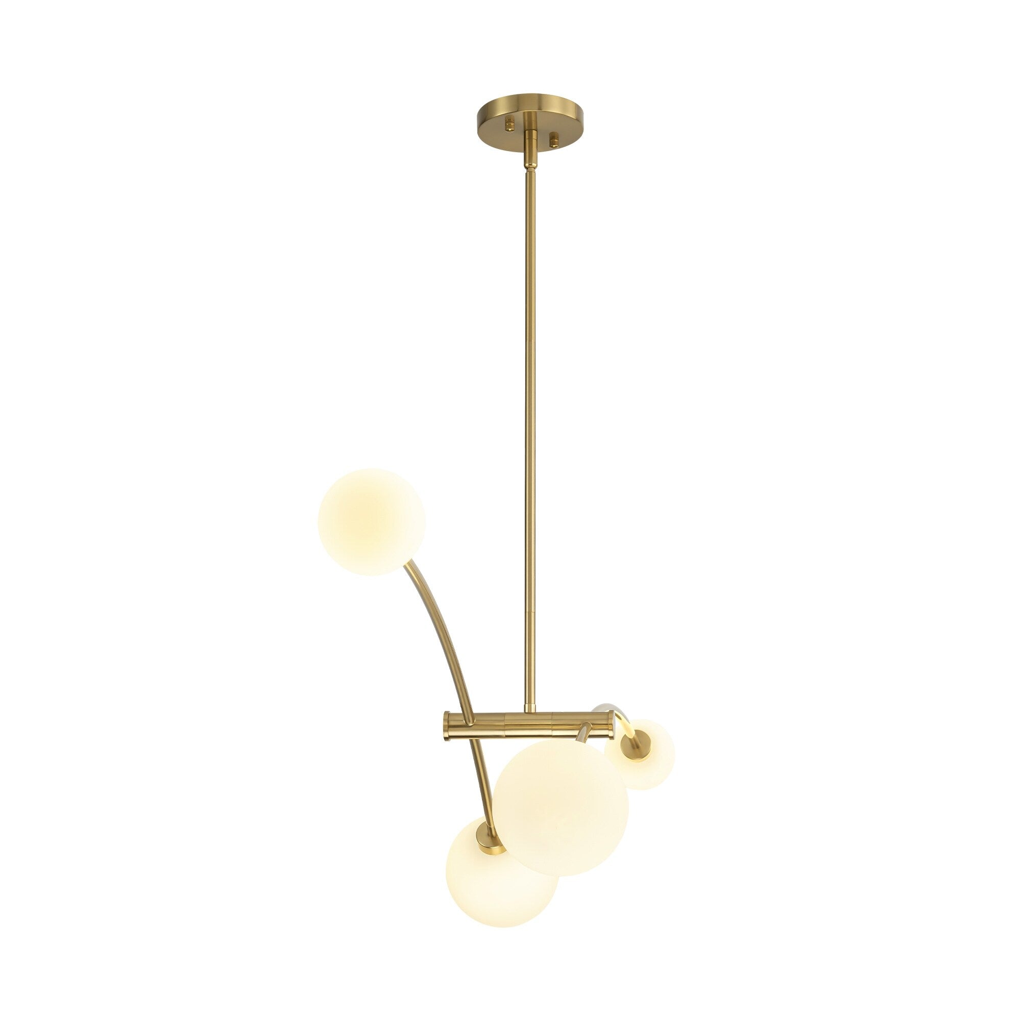Moderne, vierflammige, goldene Sputnik-Pendelleuchte im schlichten, linearen Design – ideal für Kücheninsel oder Esszimmer – 130 cm B x 28 cm T x 15 cm H