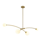 Moderne, vierflammige, goldene Sputnik-Pendelleuchte im schlichten, linearen Design – ideal für Kücheninsel oder Esszimmer – 130 cm B x 28 cm T x 15 cm H