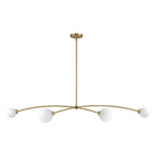 Moderne, vierflammige, goldene Sputnik-Pendelleuchte im schlichten, linearen Design – ideal für Kücheninsel oder Esszimmer – 130 cm B x 28 cm T x 15 cm H