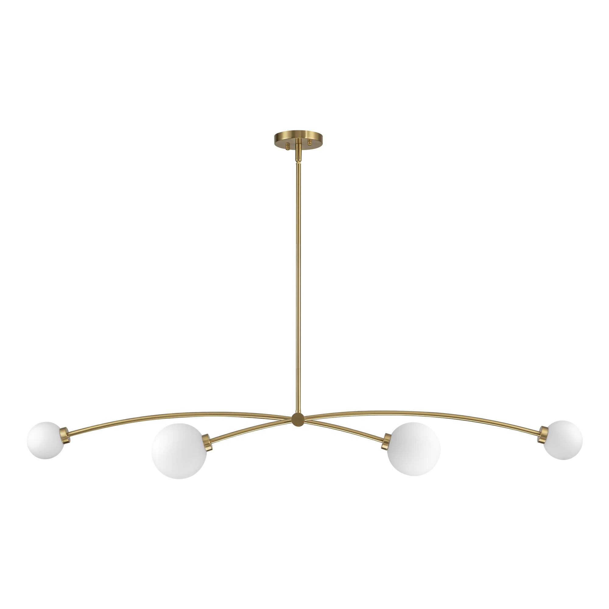 Moderne, vierflammige, goldene Sputnik-Pendelleuchte im schlichten, linearen Design – ideal für Kücheninsel oder Esszimmer – 130 cm B x 28 cm T x 15 cm H
