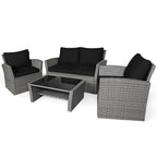 4-teiliges Terrassen-Sofa-Set mit Couchtisch, Outdoor-Sitzgruppe