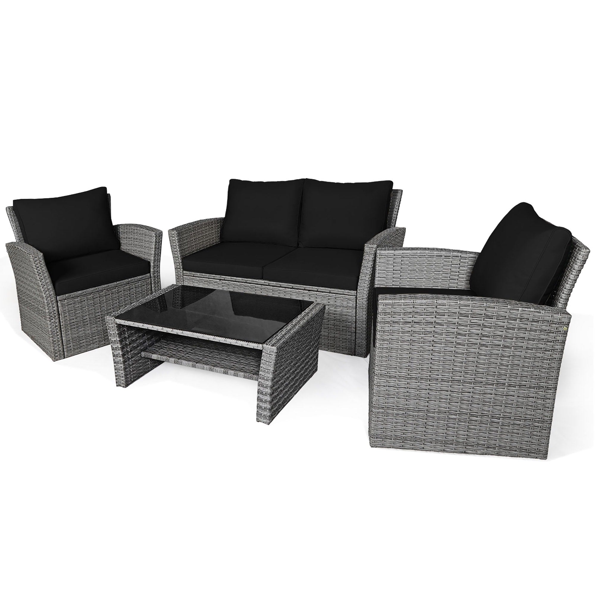 4-teiliges Terrassen-Sofa-Set mit Couchtisch, Outdoor-Sitzgruppe