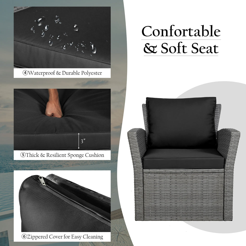 4-teiliges Terrassen-Sofa-Set mit Couchtisch, Outdoor-Sitzgruppe