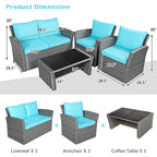 4-teiliges Terrassen-Sofa-Set mit Couchtisch, Outdoor-Sitzgruppe