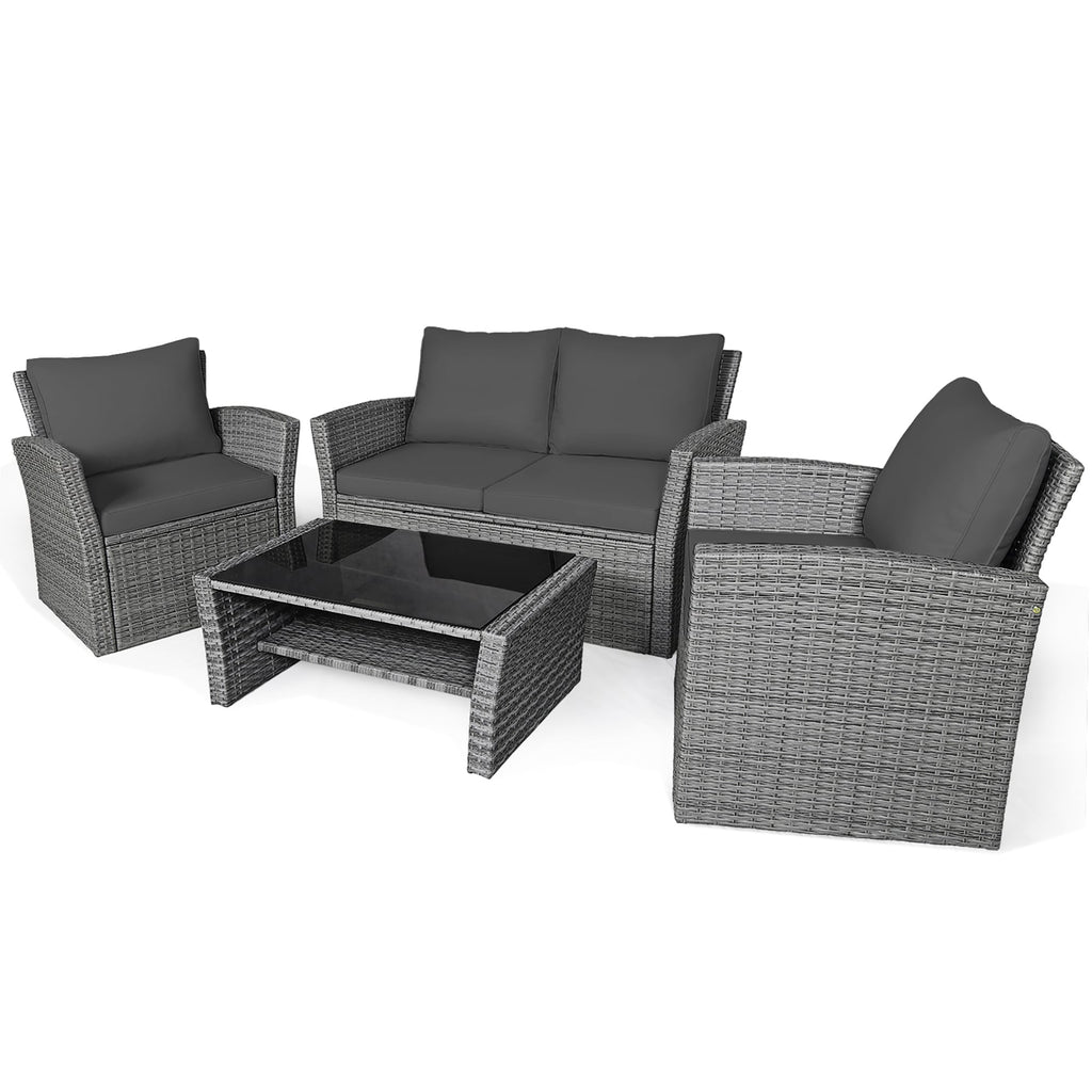 4-teiliges Terrassen-Sofa-Set mit Couchtisch, Outdoor-Sitzgruppe