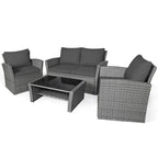4-teiliges Terrassen-Sofa-Set mit Couchtisch, Outdoor-Sitzgruppe