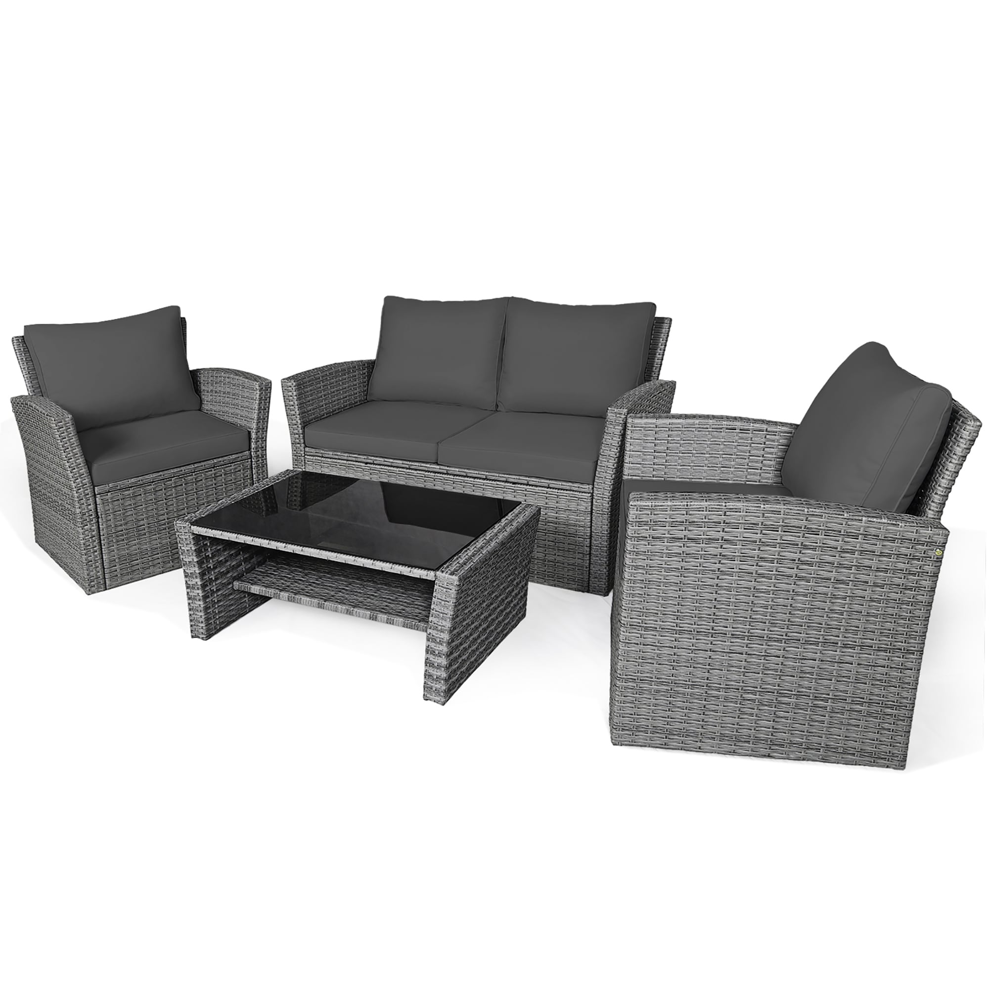 4-teiliges Terrassen-Sofa-Set mit Couchtisch, Outdoor-Sitzgruppe
