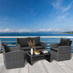 4-teiliges Terrassen-Sofa-Set mit Couchtisch, Outdoor-Sitzgruppe