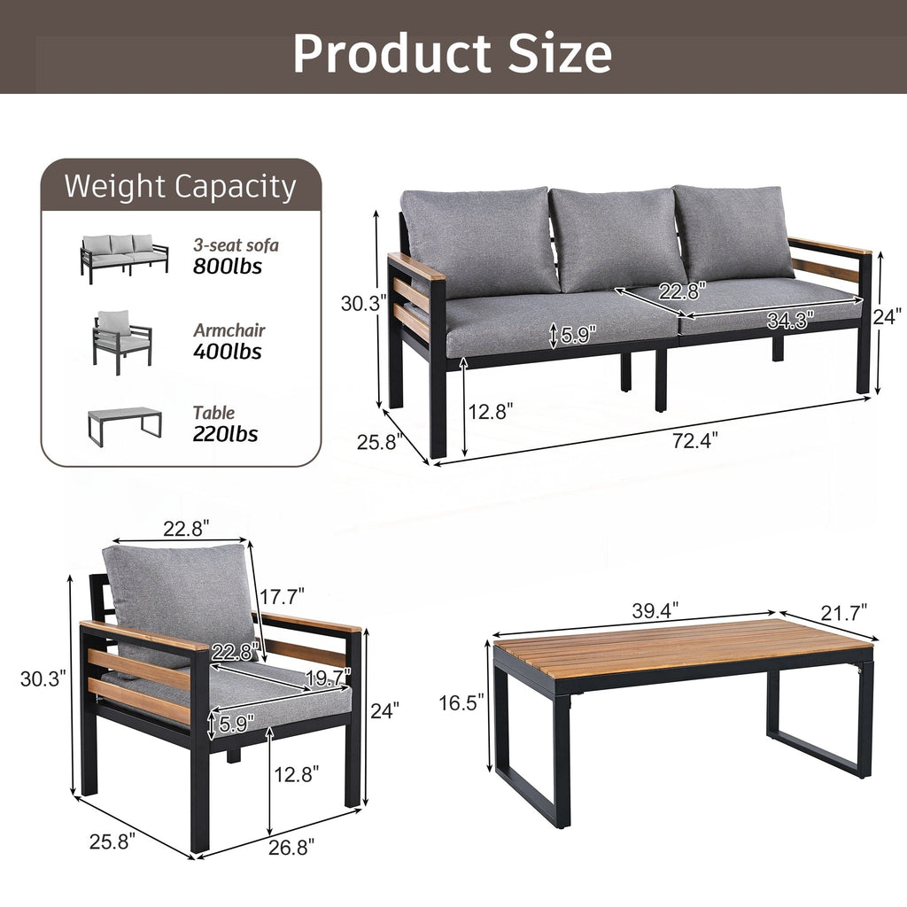 4-teiliges Gartenmöbel-Sofaset