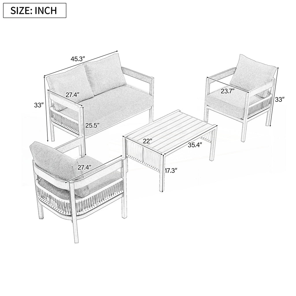 4-teiliges Gartenmöbel-Sofaset