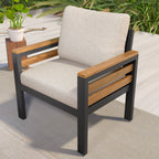 4-teiliges Outdoor-Sofa-Set für 5 Personen mit abnehmbaren Kissen und Couchtisch aus Massivholz