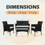 4-teiliges Gartenmöbel-Set aus Rattan, Outdoor-Rattan-Eckmöbel-Set mit Kissen