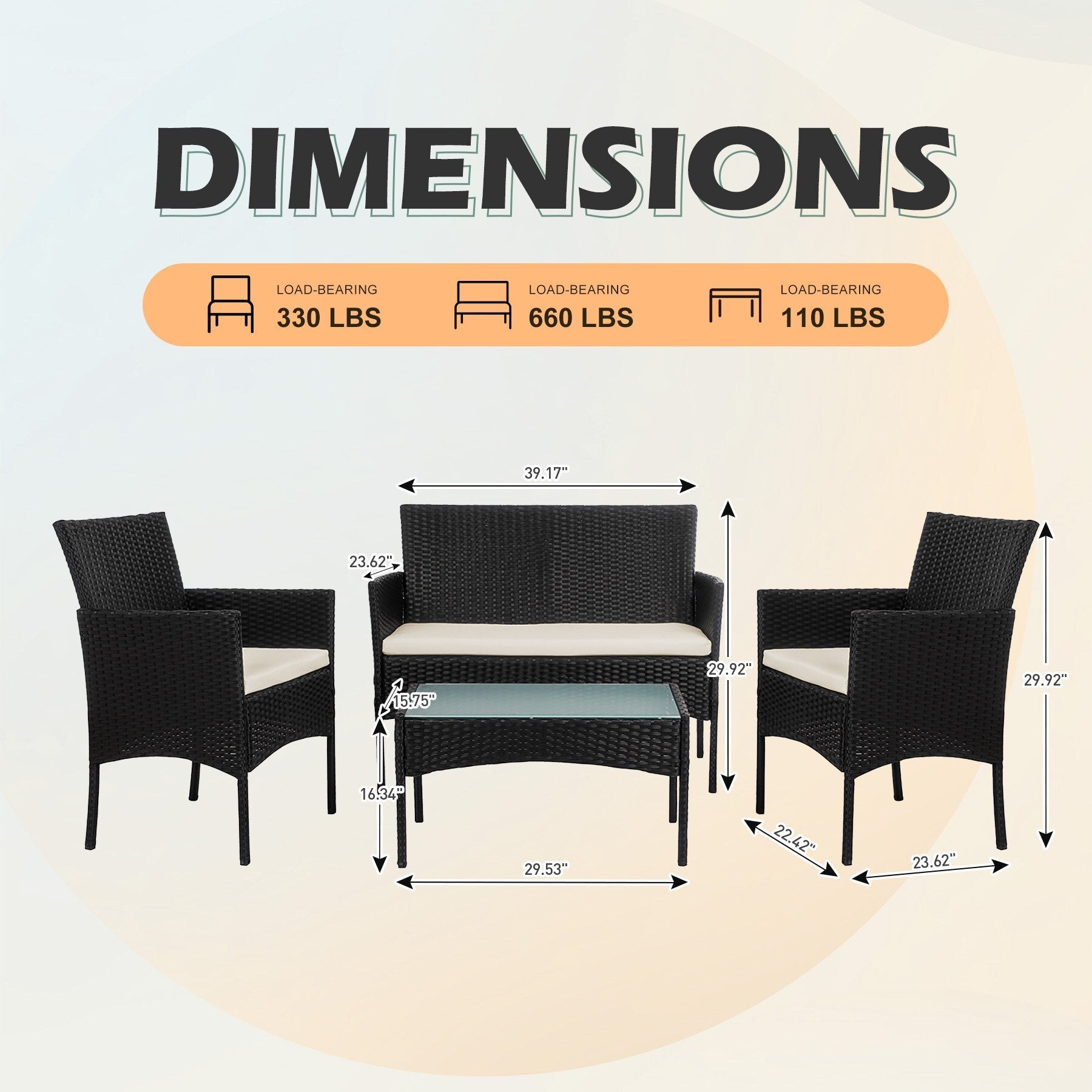 4-teiliges Gartenmöbel-Set aus Rattan, Outdoor-Rattan-Eckmöbel-Set mit Kissen