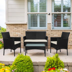 4-teiliges Gartenmöbel-Set aus Rattan, Outdoor-Rattan-Eckmöbel-Set mit Kissen