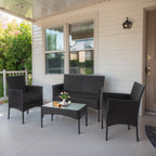 4-teiliges Gartenmöbel-Set aus Rattan, Outdoor-Rattan-Eckmöbel-Set mit Kissen