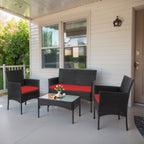 4-teiliges Gartenmöbel-Set aus Rattan, Outdoor-Rattan-Eckmöbel-Set mit Kissen