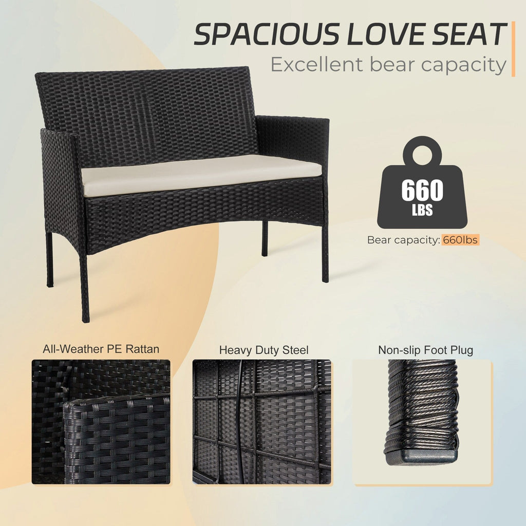 4-teiliges Gartenmöbel-Set aus Rattan, Outdoor-Rattan-Eckmöbel-Set mit Kissen