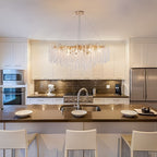 40 Zoll großer, moderner goldener Kristall-Kronleuchter in Baumzweigform, rechteckig, als Pendelleuchte für Kücheninseln im Esszimmer geeignet.